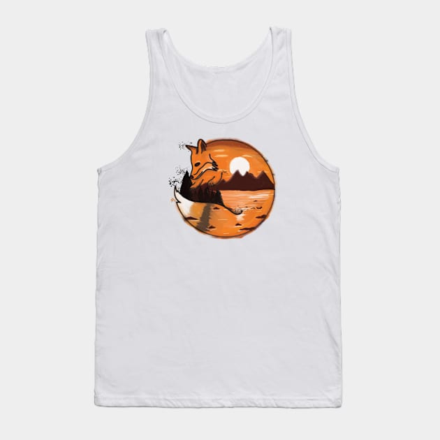 Fox Sunset Tank Top by PixelSamuel